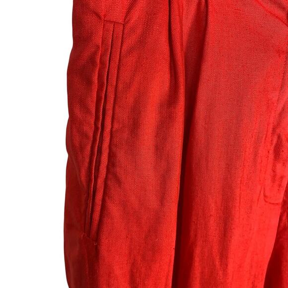 Preston & York Bright Red 100% Linen High Rise Pleated Cuffed Trousers - Size 16 - Picture 3 of 7